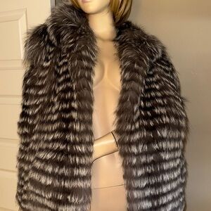 100% Natural Silver Fox Jacket Vest Neiman Marcus S L